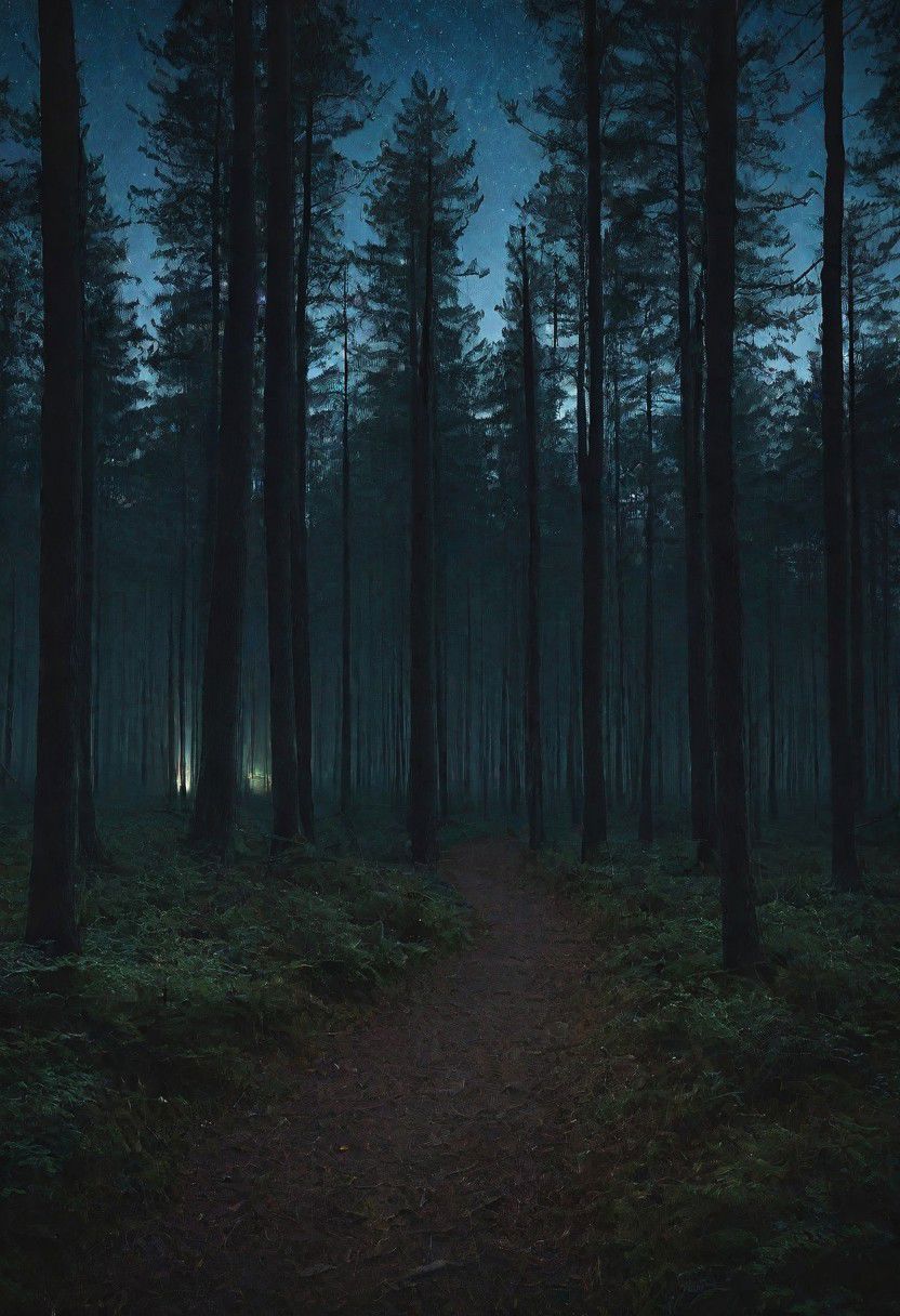 a night forest without