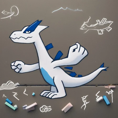ch4lkdr4wing, chalk, 1boy, solo, Lugia
