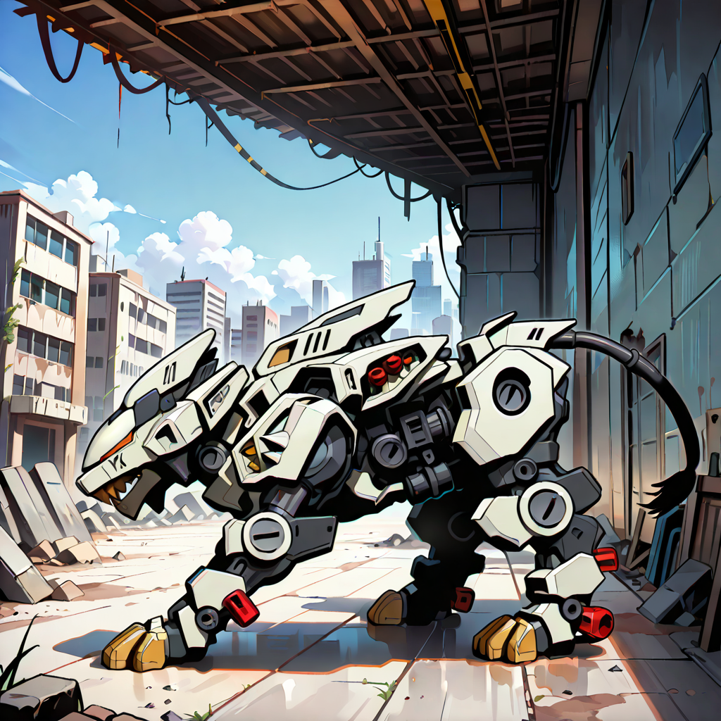(masterpiece, best quality, amazing quality, very aesthetic, absurdres, newest,),(solo),
(<lora:Liger_Zero:1>,liger zero),
ruins,from side,