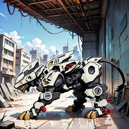 (masterpiece, best quality, amazing quality, very aesthetic, absurdres, newest,),(solo),
(<lora:Liger_Zero:1>,liger zero),
ruins,from side,