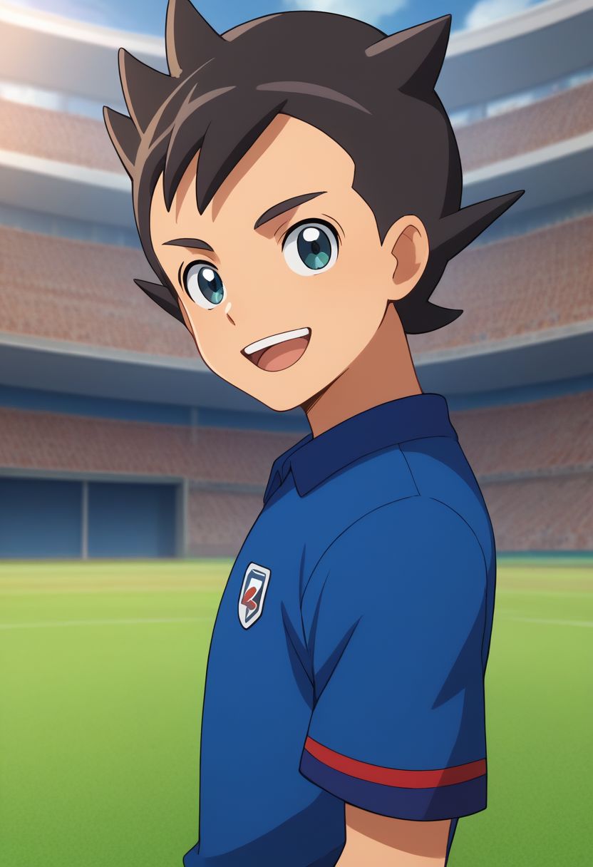 score_9, score_8_up, source_anime, highly detailed, 1boy, solo, male_focus
asuto, solo, 1boy, soccer uniform, male focus,  upper body, sportswear, black hair, smile, open mouth, looking at viewer, orion soccer uniform,