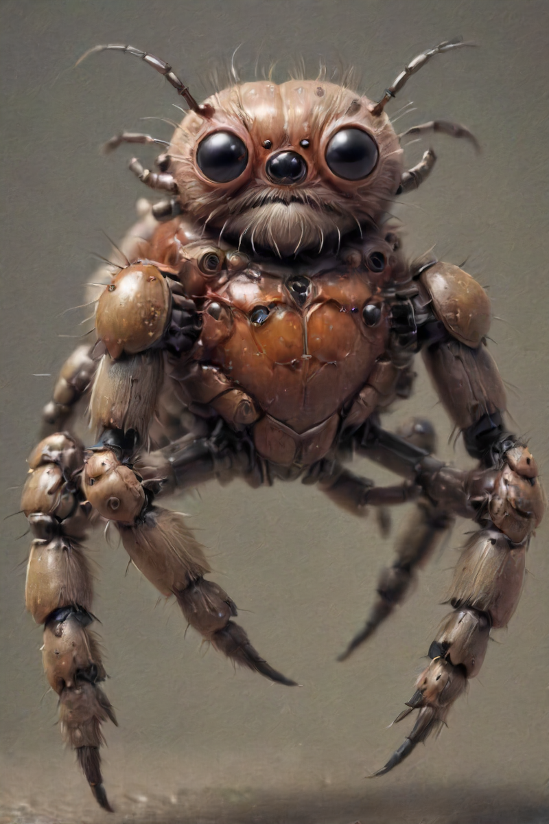 studio ghibli style, depiction of an armored military grade jumping-spider, <lora:- SDXL - heavy_armored_V2.1:.8>