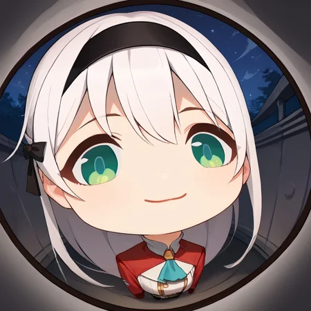 score_9,score_8_up,score_7_up,fisheye,outdoors, night,mutsukiface, chibi, portrait, smile, closed mouth, close-up,zeroElie, black hairband, hair ribbon, long hair, ascot, uniform, long red sleeves, white dress, pencil skirt, belt, black pantyhose, white boots,green eyes,
<lora:door_fisheye_v1:1>, <lora:meme_mutsukiface_ponyXL:1> <lora:elie-pdxl-nvwls-v1:0.8>