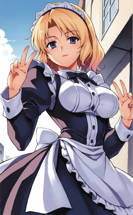 score_9, score_8_up,score_7_up, source_anime,
1girl,maid,V sign,large breasts,dynamic angle,portrait,background(street),kimtag
<lora:KimXLeeStylev2:1>