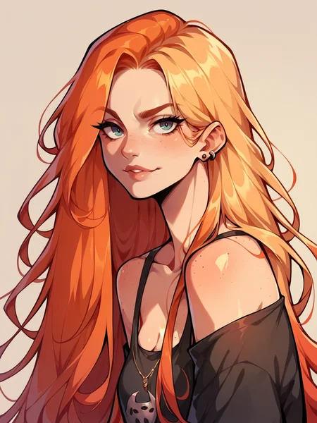 score_9, score_8_up, score_7_up, score_6_up, score_5_up, <lora:spl1th41rXLP:1> spl1th41r, two tone hair, 1girl, long hair, ginger blonde hair