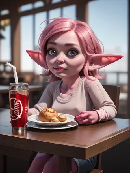 score_9, score_8_up, score_7_up, score_6_up, score_5_up, score_4_up,
a girl sitting at a table in a cafe,
<lora:imp-ponyxl-v1:1>, pink imp, pink skin, short stack, pointy ears,
, pink hair, soda,, ultra realistic, (high quality, detailed, beautiful), detailed beautiful eyes, realistic, outstanding,
<lora:add-detail-xl:0.7> <lora:xl_more_art-full_v1:0.1>