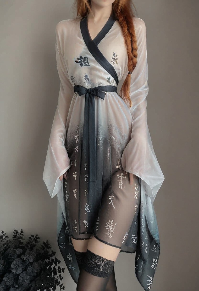 score_9, score_8_up, score_7_up, score_6_up, score_5_up, score_4_up, 1girl, gorgeous, pretty face, long hair, ginger hair, pink eyes, k1m0n0, kimono, see-through
