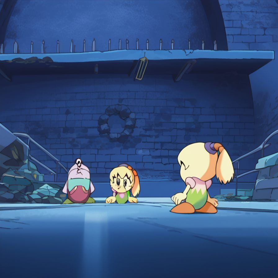 <lora:Hoshi_no_Kaabi_Style_Concept:1> hnkscreencap, fake screenshot, blonde hair, ponytail