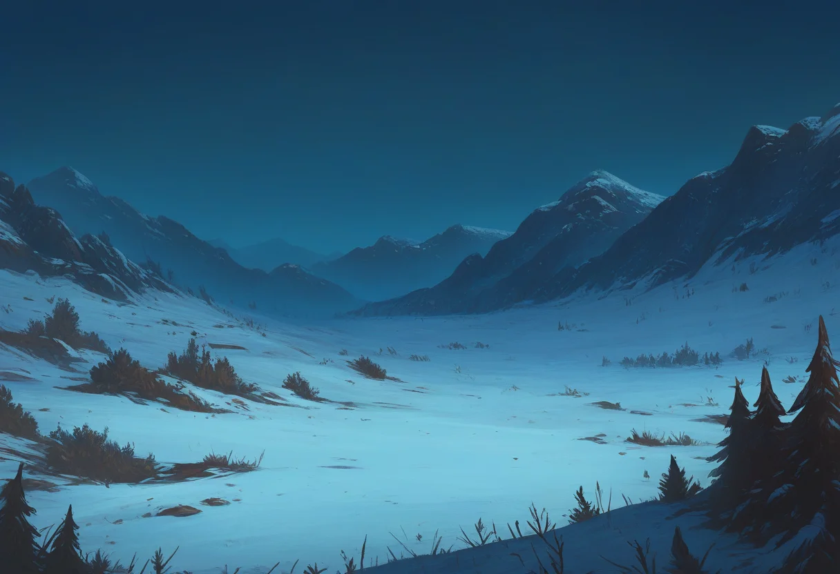 very awa, masterpiece, best quality, hightres, absurdres, pixelPaint, nature, scenery, snow, no humans, hills, mountainous horizon, night, winter, <lora:PixelPaintStylez-IL:1>