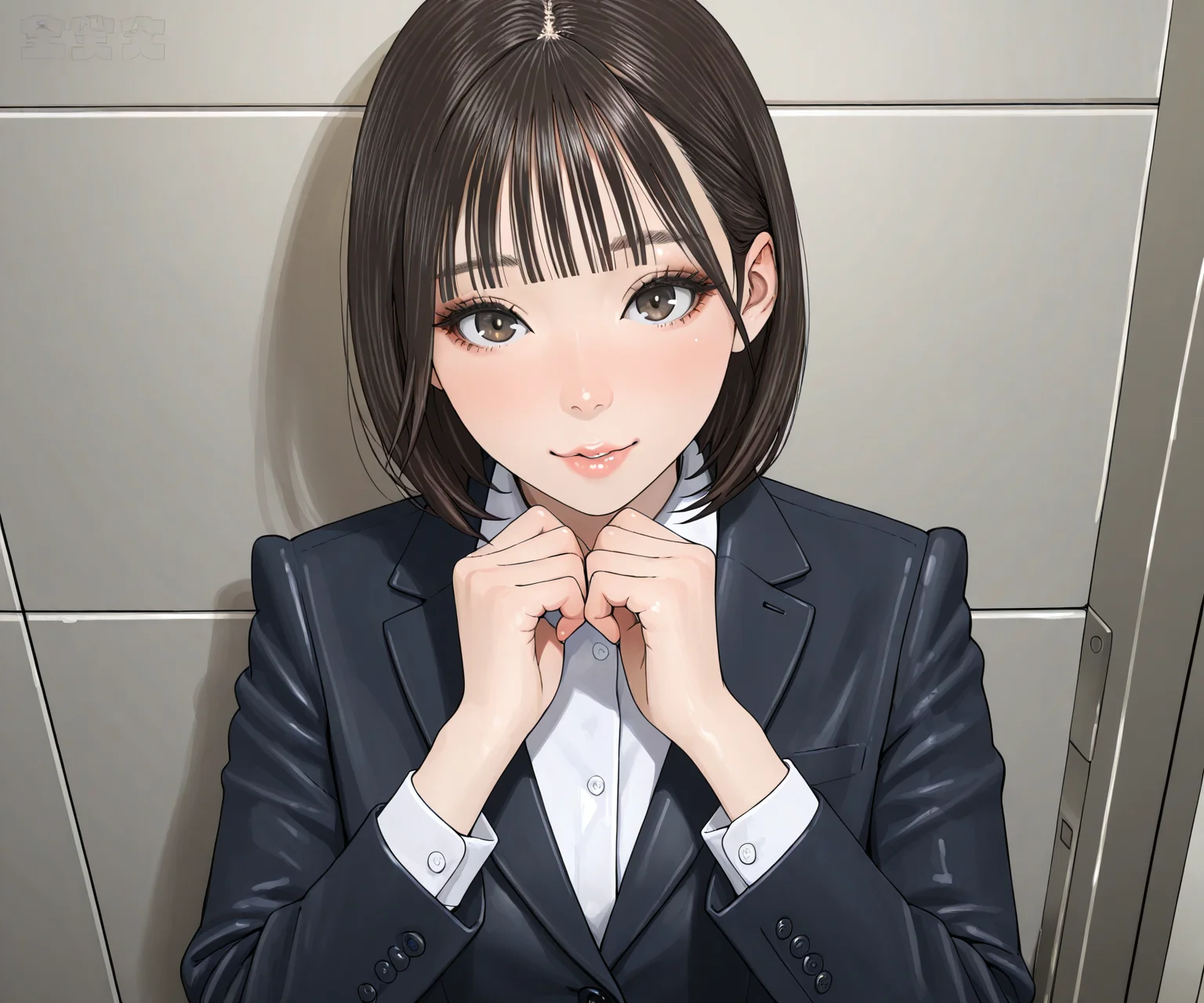 masterpiece, best quality, amazing quality, sfw, 1girl, solo, business suit, looking at viewer, bangs <lora:Kawakit style ILL-v2:1.2> kawakit
