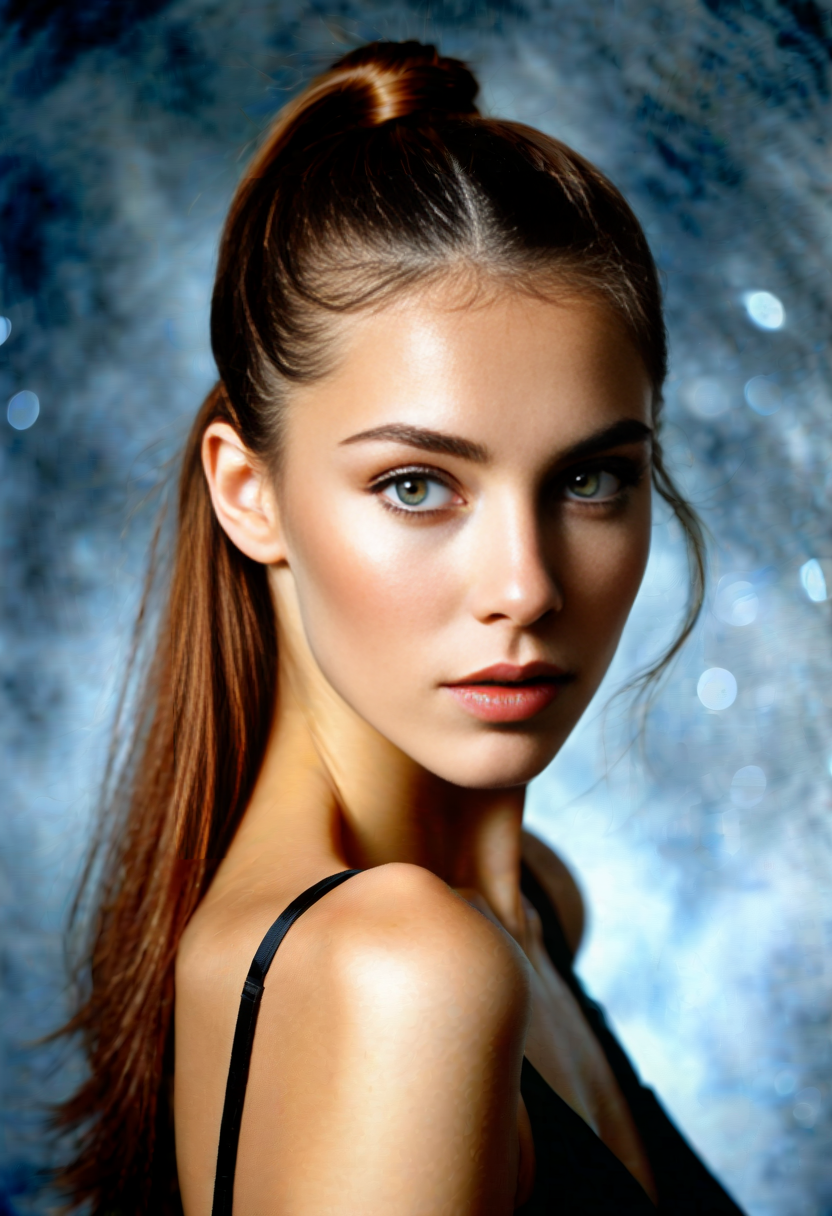 score_9, score_8_up, score_7_up, headshot portrait, oilpaint,
BREAK
female, 27 years-old, copper penny hair color, Elegant cleavage, highponytail, top ponytail, sleek hair,
BREAK
zPDXL2  
zPDXLrl
<lora:gothic_oil_paint:0.5>
<lora:SDXL Lightning - 8 step LoRA:1>
<lora:Super_highhigh_ponytail_hair_Pony:0.8>