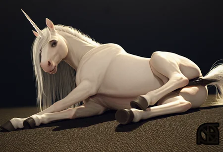 safe, masterpiece, very aesthetic, 3d, photorealism, realistic, cosmiclife, feral unicorn, equine, white body, white hair, sitting, on side, dramatic lighting, dark background
<lora:3DStyle_NAIXL_v20:1>