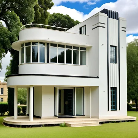 <lora:JJsStreamlineModerne_XL:1>  , ((streamline moderne)), outdoor,,  building, window, grass, tree, , balcony,  ,   center composition,door, column, beam, sky, cloud, day,, photography, capturing moments, storytelling, creative composition