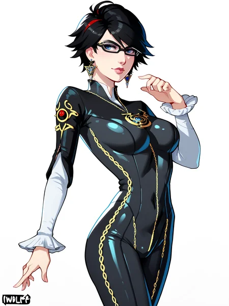 score_9, score_8_up, score_7_up, score_6_up, score_5_up, score_4_up,
BREAK
1girl, bayonetta, black hair, blue eyes, short hair,
BREAK
solo, standing, black latex bodysuit,
BREAK
white background, simple background, angled shot, dynamic pose, dynamic angle, <lora:Lunas-Owler-SDXL-A1:1>