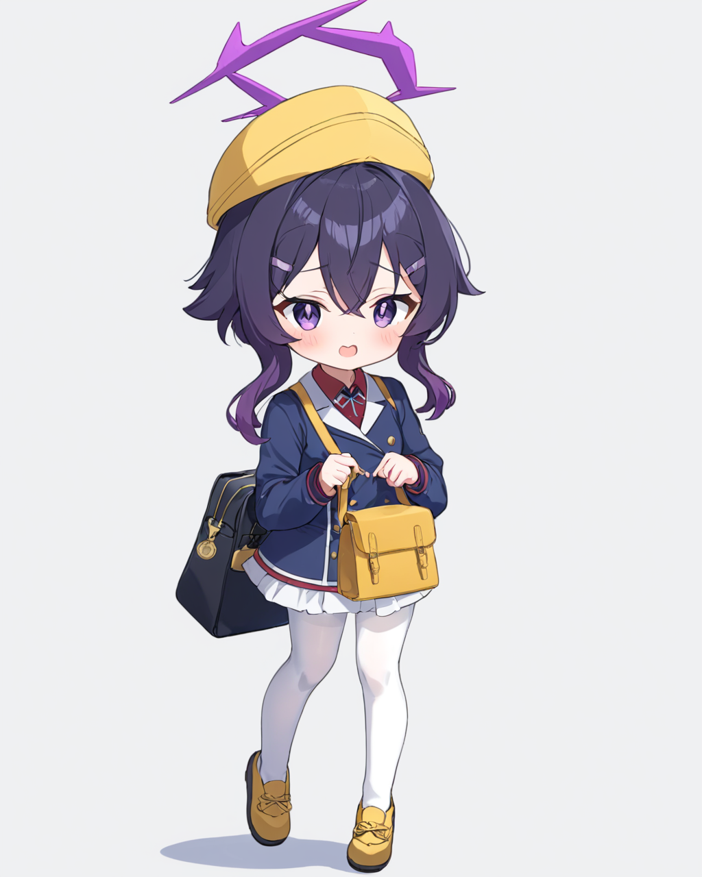 haruka \(blue archive\),1girl, white_pantyhose, solo, hat, white_background, halo, yellow_headwear, open_mouth, simple_background, bag, full_body, hair_bobbles, blush, wariza, long_sleeves, low_twintails
<lora:haruka_(blue_archive)_image830_2023-11-26-000015:1>halo. gorgeous,key visual, vibrant, studio anime,award-winning, professional, highly detailed,high budget, cinemascope