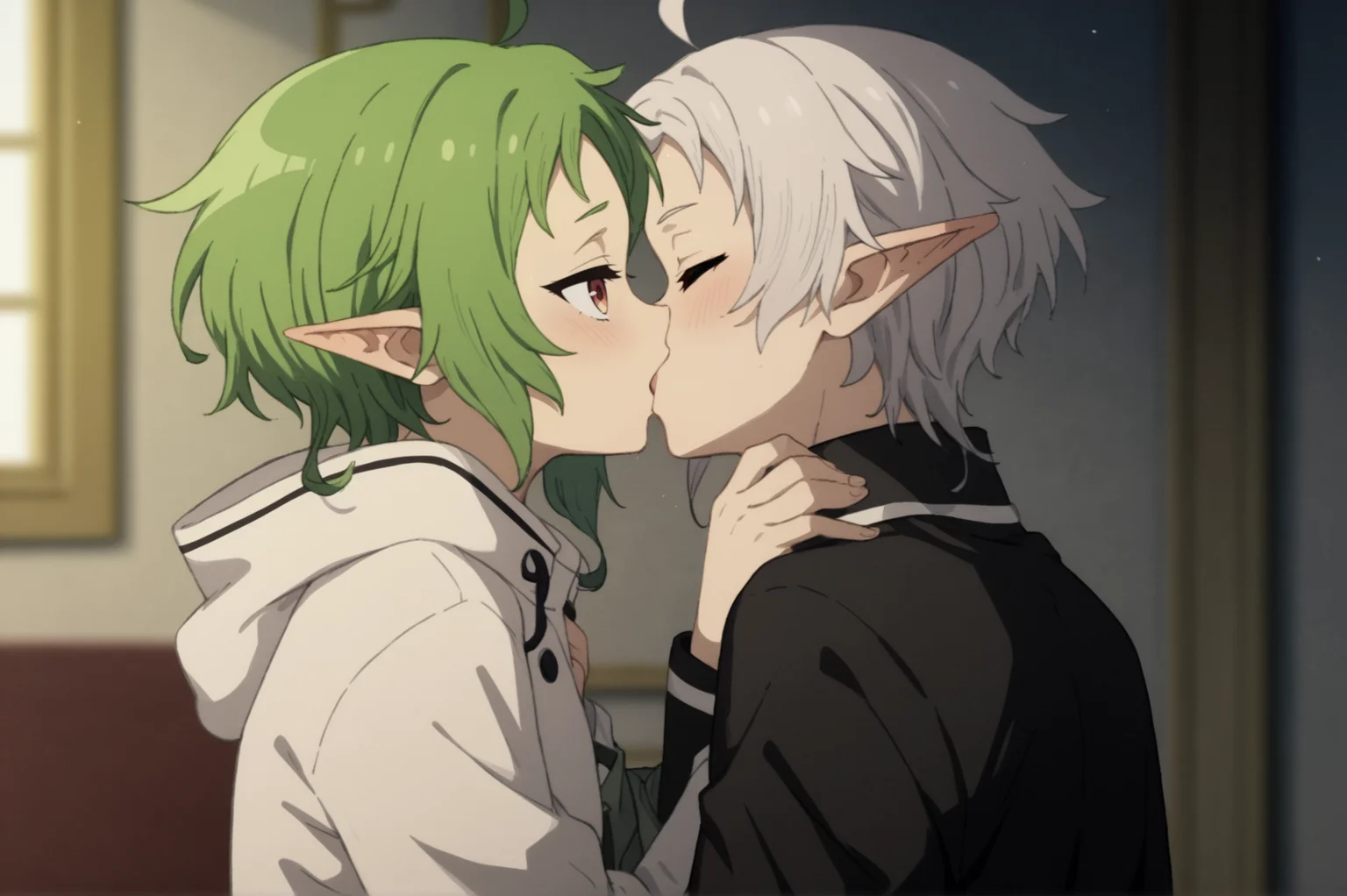 <lora:Sylphiette:0.8> rating_all, score_10, score_8_up, score_7_up, Sylphiette, (Fitz:1.2), kiss <lora:sdxl_lightning_4step_lora:1.0>