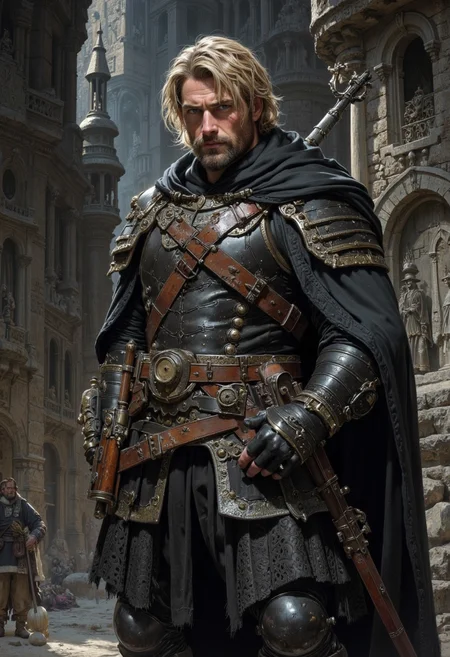 A highly detailed lone bard.
