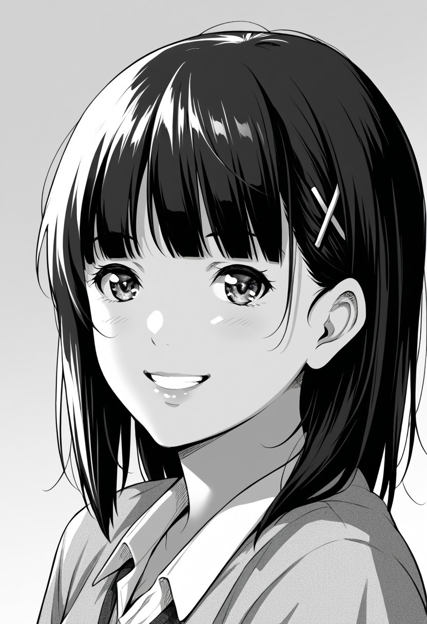 score_9, score_8_up, score_7_up, source_anime,(extremely detailed CG), (best quality), monochrome, greyscale,
taki,face,smile,