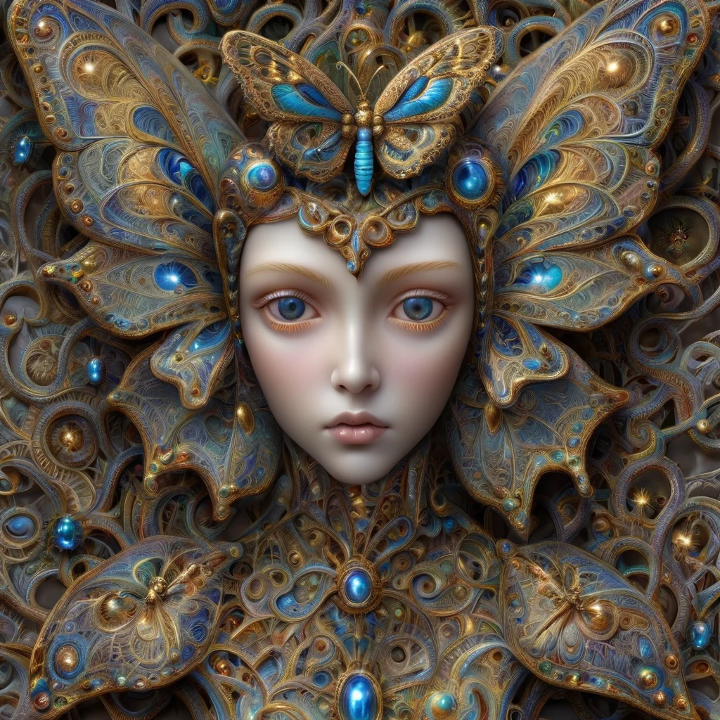 play-doh style <lora:DeepDream:1> beautiful cyborg with brown hair, intricate, elegant, highly detailed, majestic, digital photography,surreal painting gold butterfly filigree, broken glass, (masterpiece, side lighting, finely detailed beautiful eyes), hdr, realistic, high definition DeepDream . sculpture, clay art, centered composition, Claymation