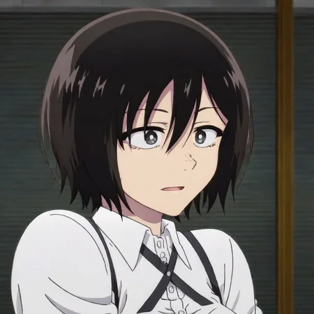 1girl, Kohakobe Midori, hair between eyes, black hair