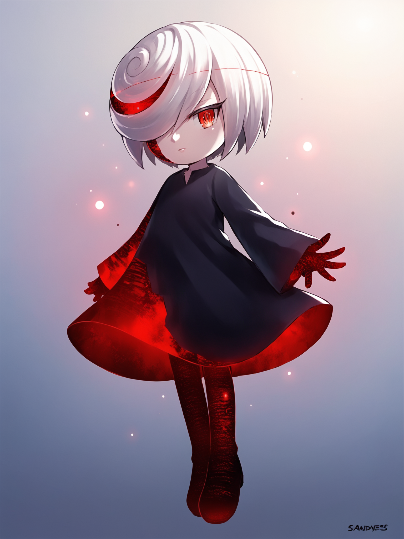 score_9, score_8_up, score_7_up, score_6_up, score_5_up, score_4_up, source_anime, <lora:Perfect Hands:1> Perfect Hands, <lora:PerfectEyesXL:1> perfecteyes, BREAK
1girl, solo, looking at viewer,  <lora:Sage:0.8> sage \(sonic\), short hair, hair over one eye, white hair, little girl, badsage, red eyes, black dress,