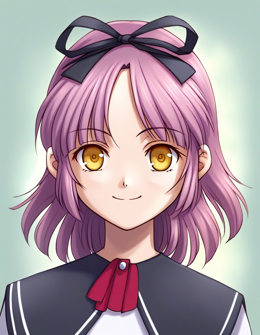 score_9, score_8_up, score_7_up, source_anime, rating_explicit, BREAK  <lora:Renne_Bright_XL:1> Renne_Bright, purple hair, medium hair, yellow eyes, hair ribbon, black ribbon,
smile,
looking at viewer, 
cowboy_Shot,