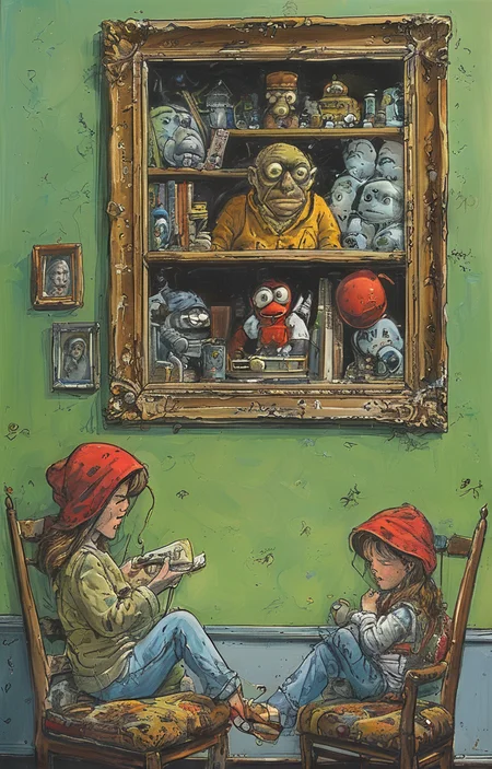 masterpiece,best quality,<lora:tbh279-sdxl:0.9>,illustration,style of Rob Rogers portrait of family