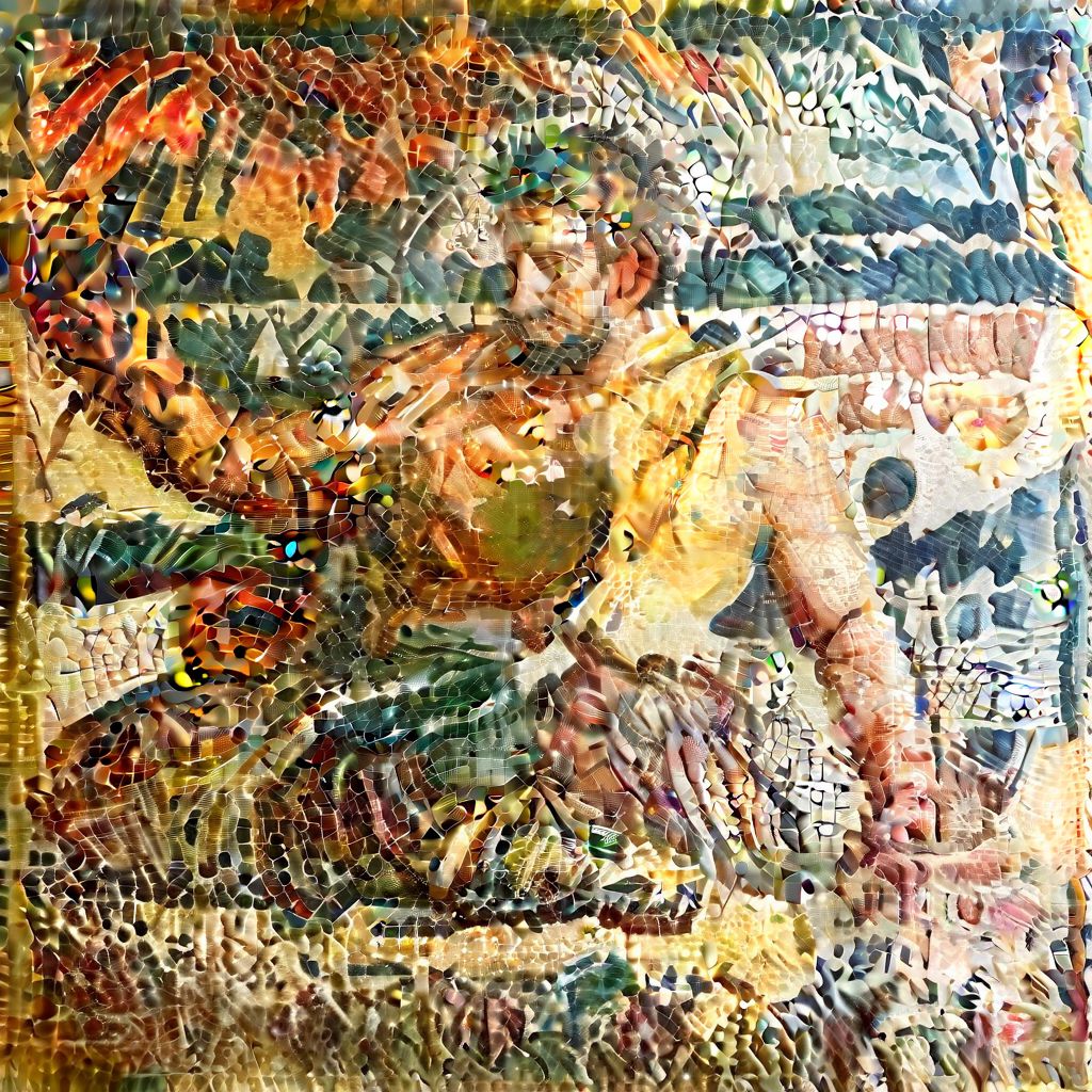 Etruscan mural, Achelous crossing river, cosmic web, shapeshifting, AH_Signac, Shinto style, extremely pointillistic