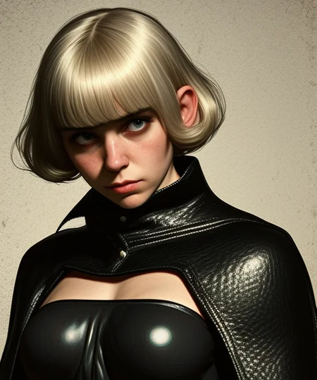 <lora:LCM_LoRA_Weights_SD15:1>
<lora:rogerhaus:1> 
mature woman
leather cape, corset, armored leotard, 
short hair, blunt bangs, 
Ash Blonde hair
