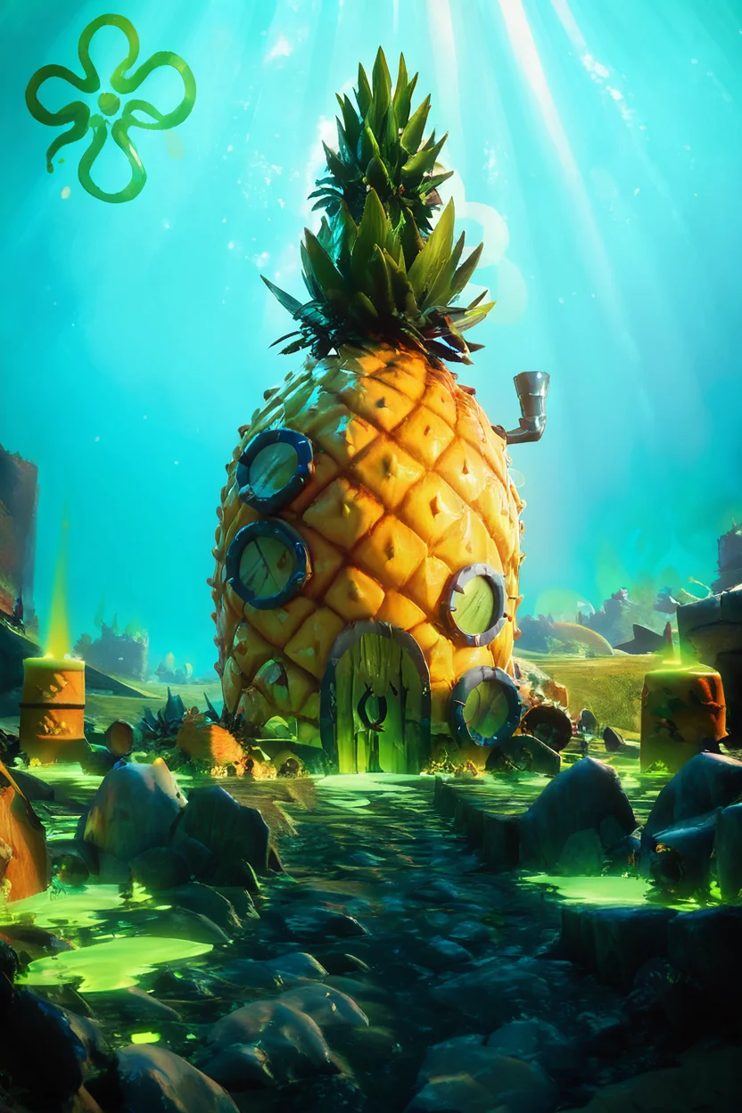 score_9, score_8_up, score_8, BREAK, PineappleUnderTheSea, sky, day, no humans, sunlight, scenery, realistic, toxic, green slime, embedding:zPDXL, <lora:PineappleUnderTheSeaPDXL:0.8>, <lora:CatalystStylePDXL:0.6>, <lora:SDXLFaeTastic2400:0.5>,