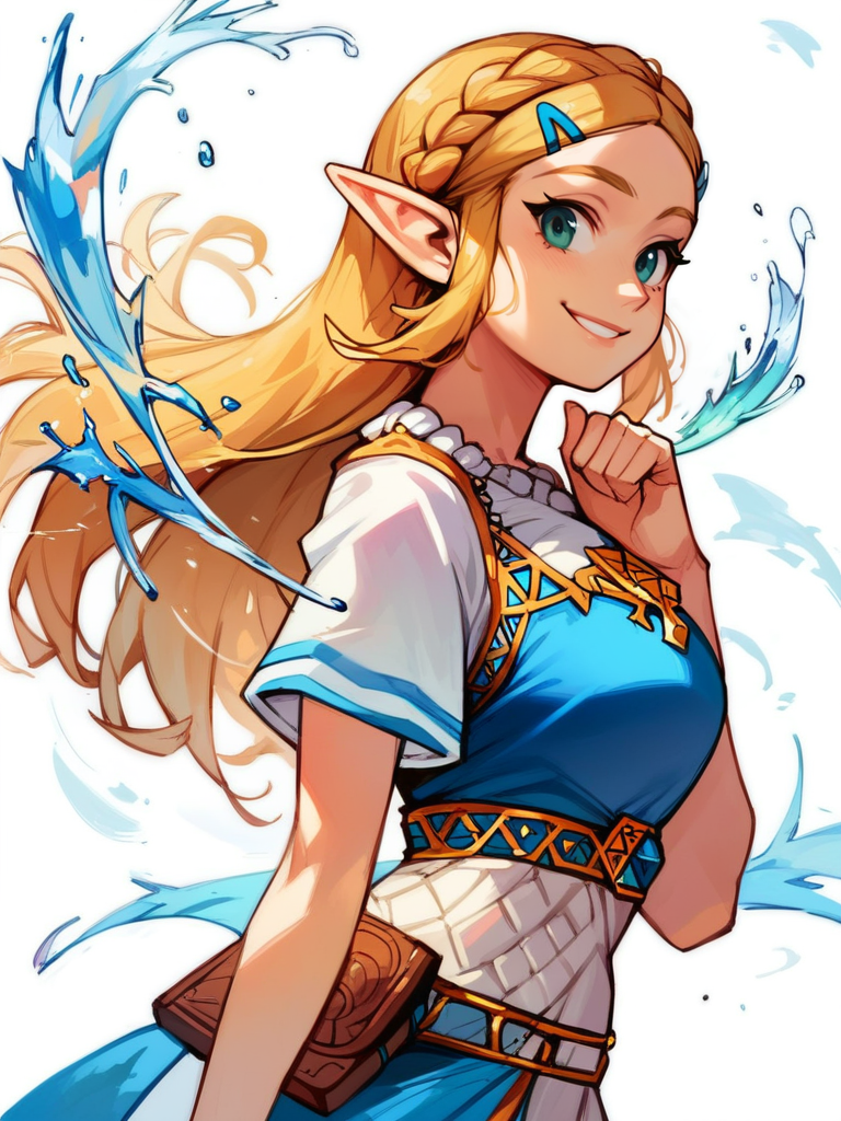 score_9, score_8_up, score_7_up, score_6_up, 1girl, princess zelda ,from side, front, cute pose,  smile, looking at viewer, simple white background, dynamic pose, splash art, concept art, cowboy shot, 
RinotunaYei,  <lora:RinotunaPony_Style-10V5:0.9>