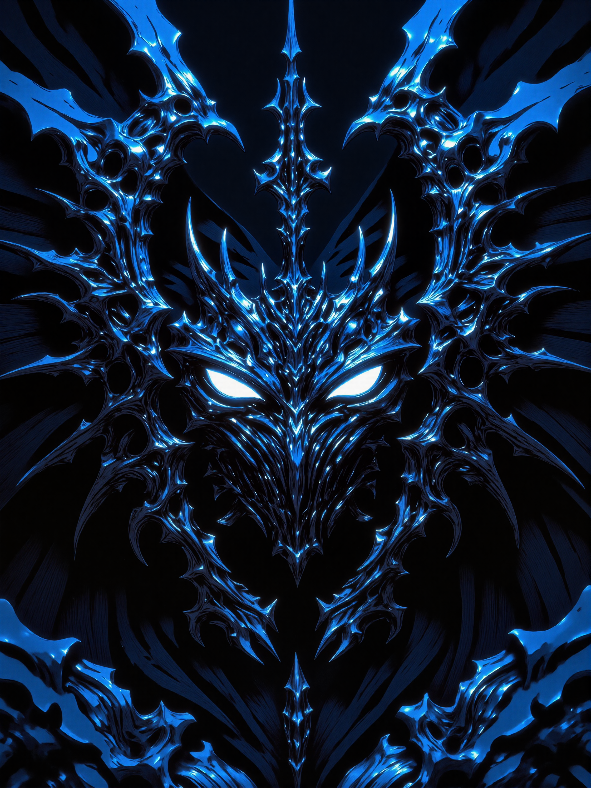 hyper-realistic and highly detailed, 8k, 16k, symmetrical composition, entering your final hour, feel the cold, the demon's touch, the cosmic order now profoundly disturbed, in a moment's over shadowing of the light, here be dragons, here be death, here be the somber that have felt the devil's breath, glowing eyes, low camera angle, fractal, iridescence, glow, night blue, silver, platinum, blacklight, cyan, moonlit, mythp0rt, ne0nfant4sy, midjourney_whisper_avant_couture, <lora:style-mythic_fantasy-v2-flux-by_velvets:0.85> <lora:style-neon_fantasy-flux-by_neowave:0.72> <lora:epic_gorgeous_details-balance-flux-by_flyway:0.72> <lora:style-midjourney_lucid_dreams-flux-by_kawaiikitsuneai:0.16> <lora:midjourney_whisper_avant_couture-flux-by_aihonobono2023:0.8>
