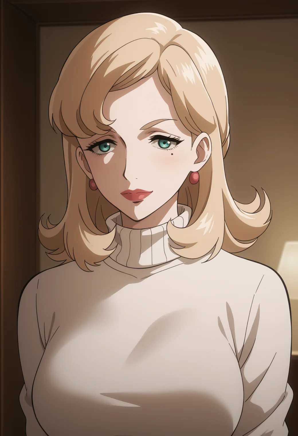 score_9, score_8_up, score_7_up, source_anime, BREAK, 1girl, solo, <lora:DX888Elena:1>, elena hanakaze, mature female, mole, medium hair, BREAK turtleneck sweater,
