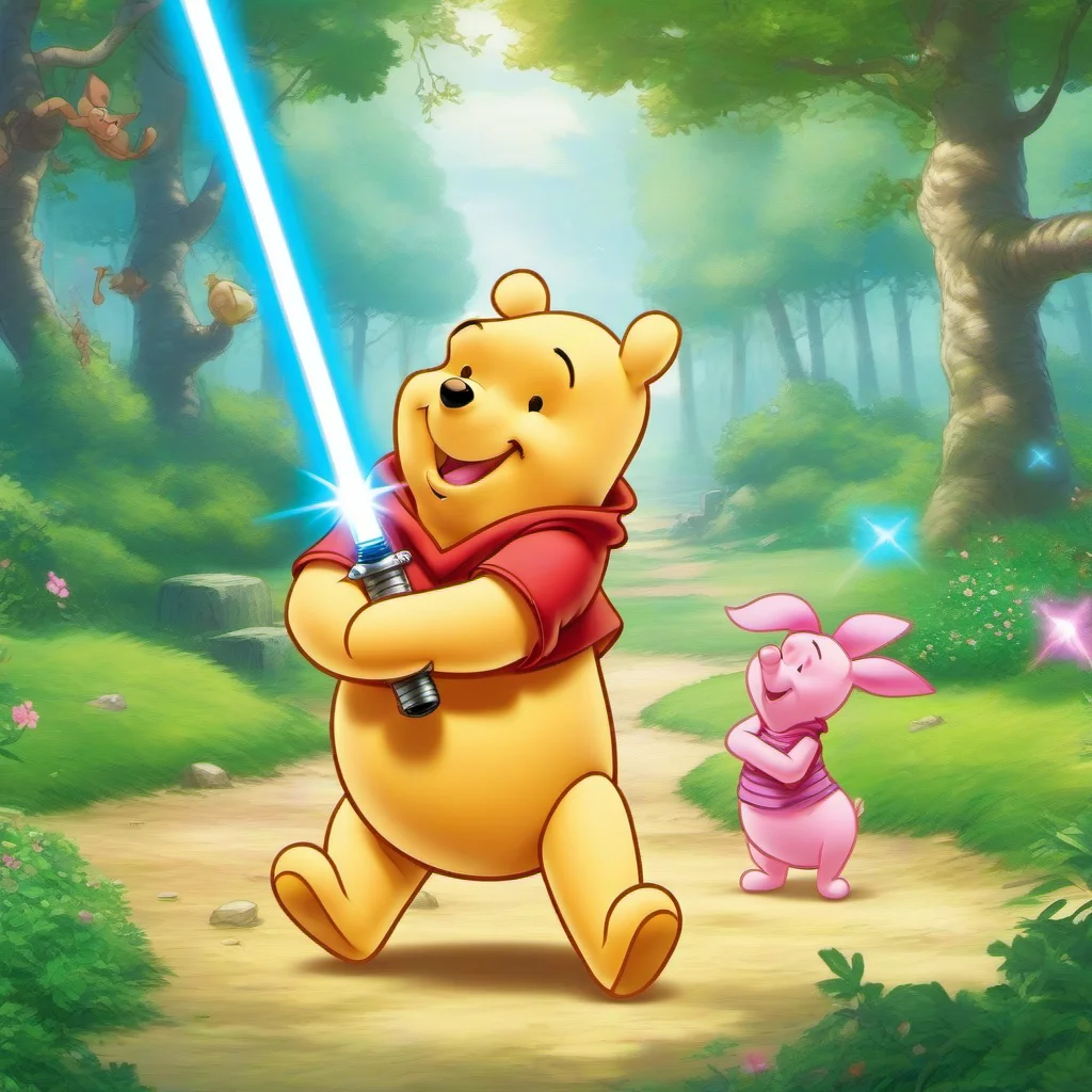 anime artwork liveaction winnie the pooh a a piglet are jedi masters with  lightsabers , starwars <lora:Winnie1024:0.8> . anime style, key visual, vibrant, studio anime,  highly detailed
