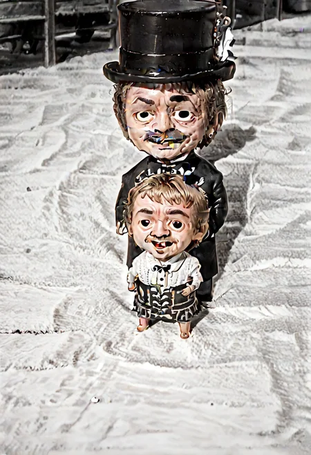 ((((((black and white,eyestalks)))))),((small man with mustache, top hat, kenbis, chibi, chibi, male only, male, male chibi, monocle, art deco, thick mustache, comically large mustache, handlebar mustache, tiny, multiple men, shrunk, microxl, some little guys, high angle, from above)), bwMovies, realistic, photo, vintage photo, ((very small man, small man, a small man, a man who is small, a small man)), an unapologetically small human male, black and white, smiling, very happy, euphoric, ecstatic, wonderful small men, large smile, huge smile