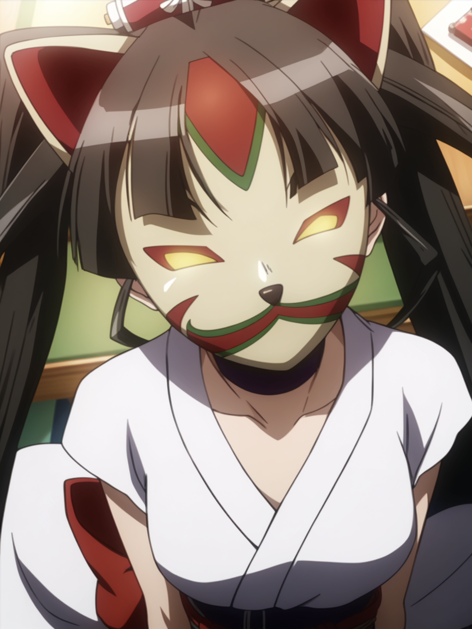 <lora:happy_tentacle-sakon-v0.1-000010:1>, ht_sakon, choker, indoors , , fox mask blush cowboy shot, 1girl, (petite:1.2), solo focus, (looking at viewer:1.1), , (depth of field:0.8), from above, score_9, score_8_up, score_7_up, score_6_up, score_5_up, score_4_up,