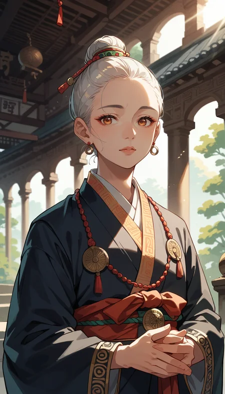 score_9, score_8_up, score_7_up, Anime Style, Portrait, elderly asian monk, in monk's clothes, bald, sunlight, beams of light, in deep meditation, tranquillity atmosphere, ancient tibetan temple, depth of field, dynamic angle, sharp, hyperdetailed:1.15