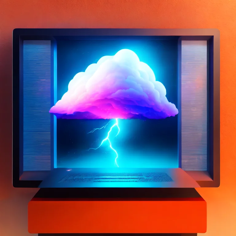 (weathercontrol:1) a computer screen with an image of a cloud and lightning coming out of it <lora:djzWeatherControlV21_LoraBooth:1>