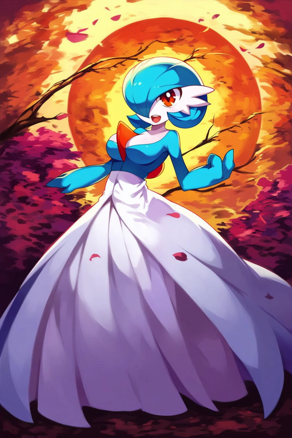 score_9, score_8_up, score_7_up, score_6_up, score_5_up, score_4_up, masterpiece, high quality, BREAK, full body, BREAK, 1girl,   <lora:Gardevoir[Pony]:0.8> Gardevoir, large breasts,