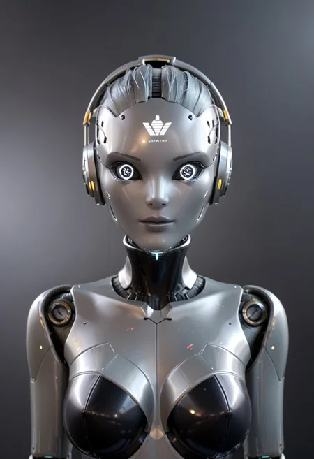 A 35mm photo of a beautiful robotic woman, she has a faceless robotic head, robot, metallic grey hair, smooth metallic featureless feminine body, metallic dark grey skin, long grey hair, dark grey mechanical eyes that don't glow
no face