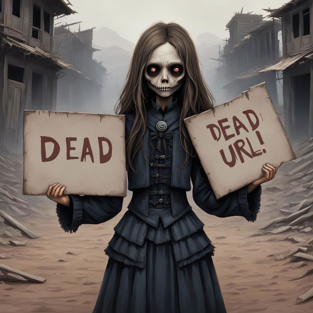 (((Ultra detailed, Megapixel)))
1girl, (((holding out a sign with a text "DEAD*URL"))), by dan mumford and trevor Brown, hands, terror, gloomy, dark, blank face, no face, wasteland background, no mouth, no eyes, long hair