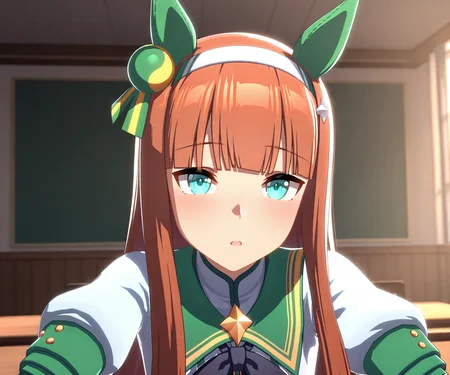 masterpiece, best quality, amazing quality, , 1girl, solo, looking at viewer, <lora:Silence Suzuka in game style 3D ILL-v2:1> ummsmingame, 3d, silence suzuka \(umamusume\)