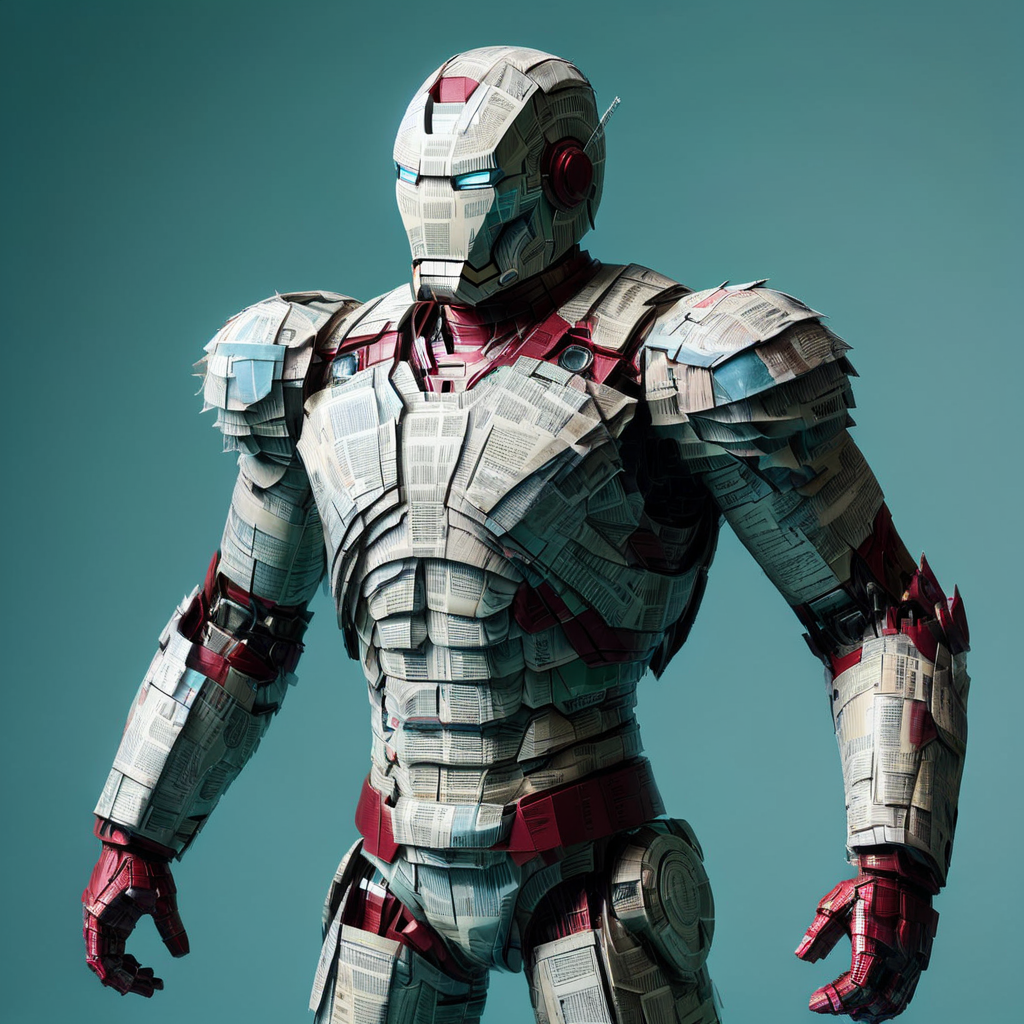 Ironman made out of newsp4per<lora:newsp4per:1>