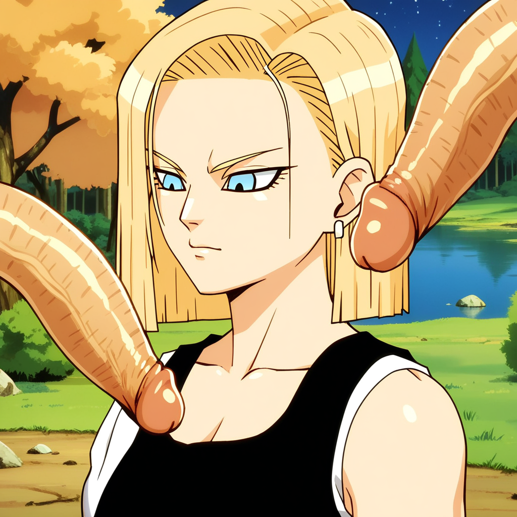 score_9, score_8_up, score_7_up, score_6_up, score_5_up, score_4_up, T3NT4CL3T1P, just_the_tip, imminent_penetration, (perfect face, perfect eyes), BREAK, 1woman, android_18, blonde hair, blue eyes, tentacles, tentacle, imminent penetration, blonde pubic hair, pubic hair peek, (excessive pubic hair), Outside at night, a lake in the distance, trees, stone,AddXL, sm_an_stl ,source_anime, anime screencap, anime, animification