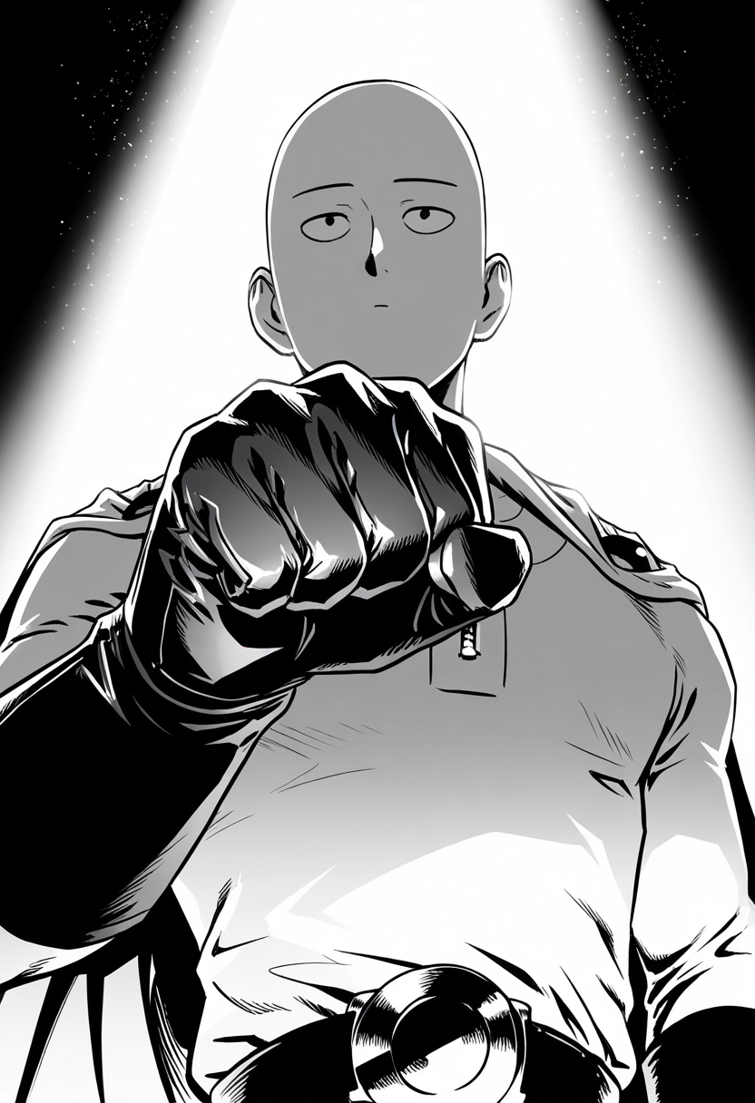 male, solo, alone, 1boy, monochrome, greyscale, male focus, (bald, bodysuit, gloves, belt, zipper, cape), (portrait, clenched hand, face focus), 
 

BREAK 

(solid white background, perfect hands, volumetric lighting, dappled light, light particles,  , sa1tama, parody, , DR, 8K, beautiful, high contrast, masterpiece, best quality, amazing quality, very aesthetic, absurdres, newest, depth of field, ray tracing, dynamic angle,