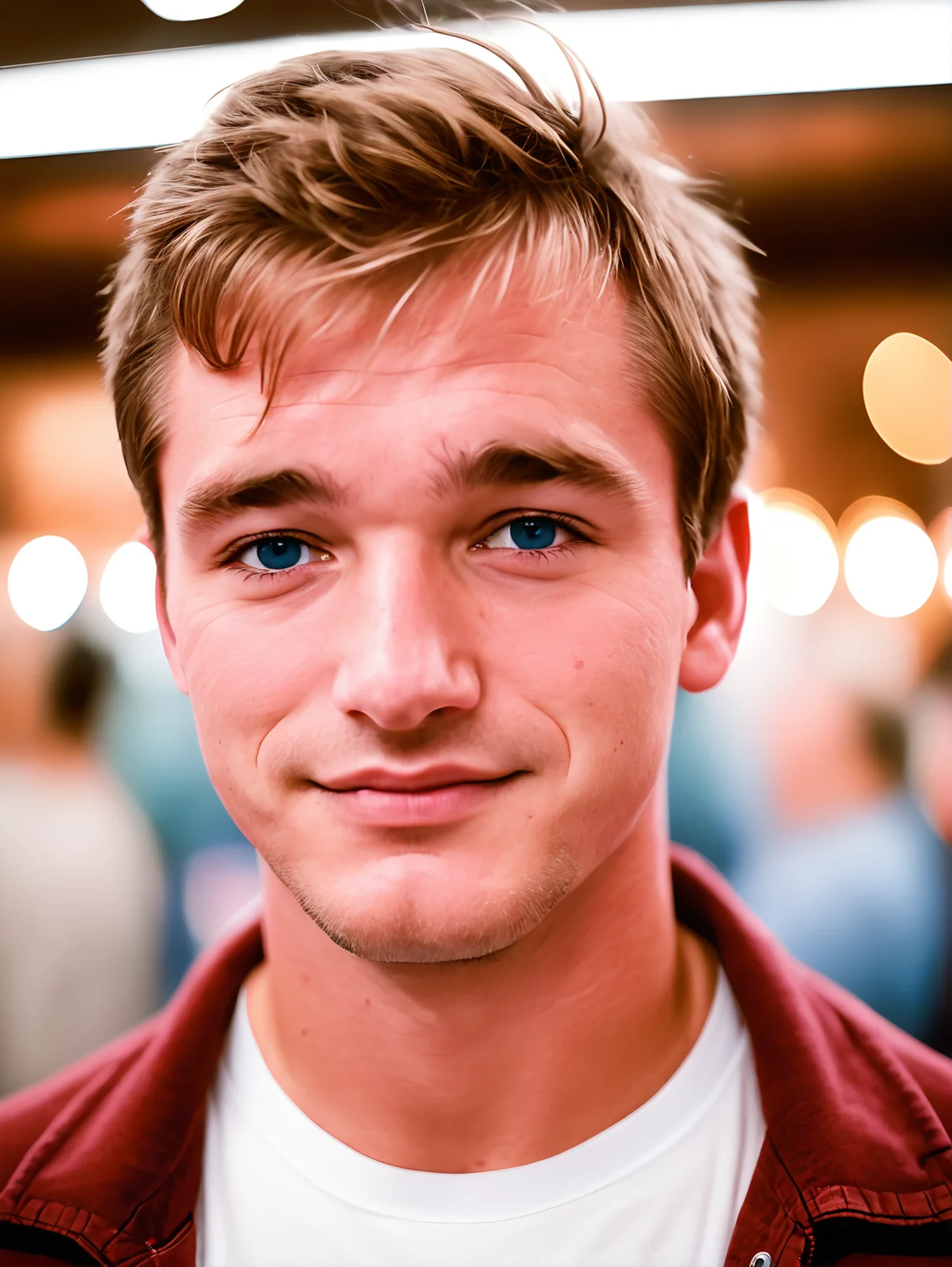 michaelsynth:0.3 man portrait, closeup:2, face focus, bokeh, smiling