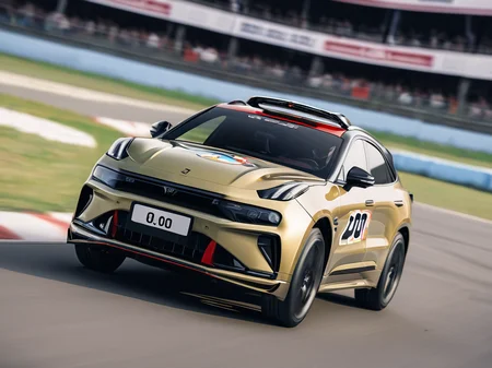 car,zeekr 001,simple background,(car racing around the track, with racing stickers on the body, track version of the SUV,motion blur:1.4),
<lora:zeekr 001:0.8>,, masterpiece, best quality,