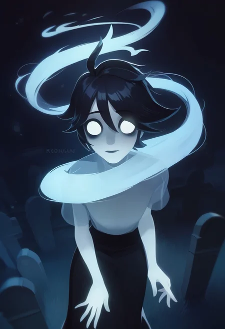 score_9, score_8_up, score_7_up, score_6_up, ghost boy, ghost, spirit, femboy, 1boy, feminine, cute, sexy, white skin, translucent skin, translucent hair, floating, floating hair, mysterious mist, beautiful face, beautiful eyes, ghost eyes, black eyes, dark background, graveyard scenario