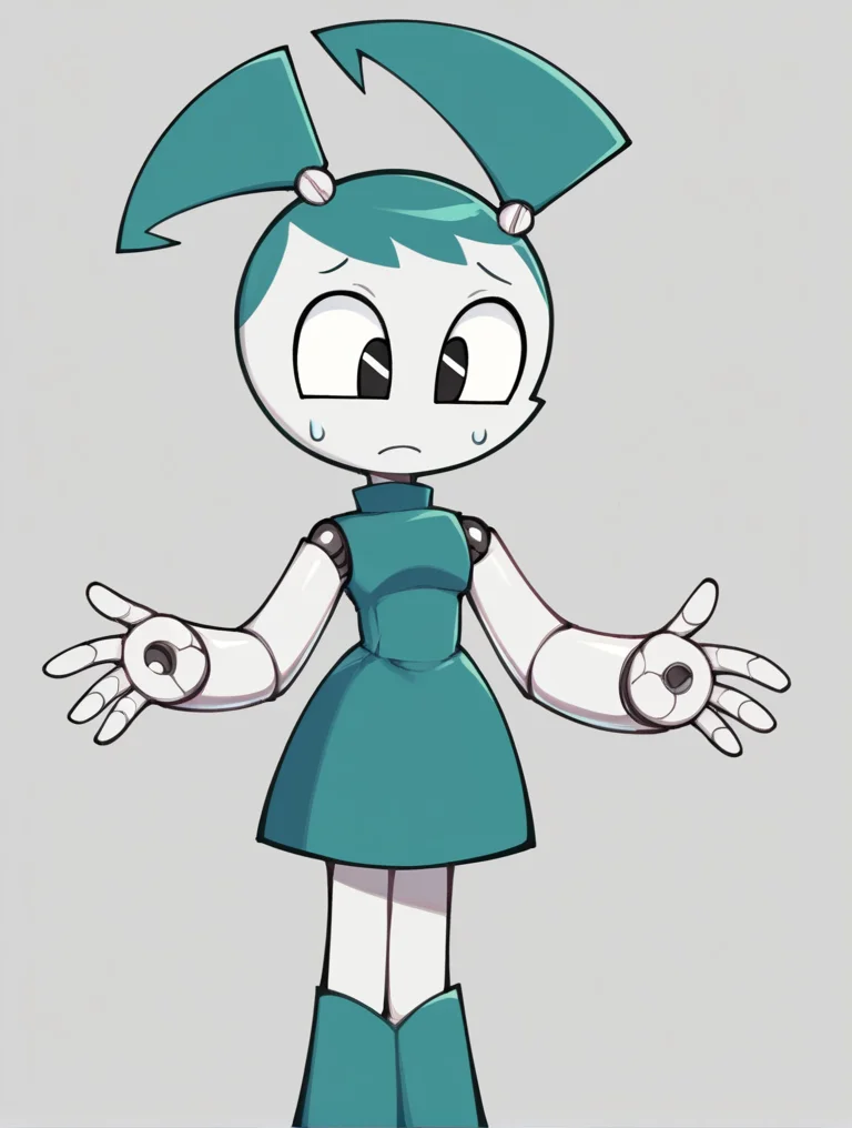 score_9, score_8_up, score_7_up, score_6_up, score_5_up, score_4_up, source_anime, BREAK
(1girl, solo:1.2), simple background, <lora:XJ-9:0.8> xj9, robot girl, black eyes, aqua hair, sweaterdress, turtleneck,