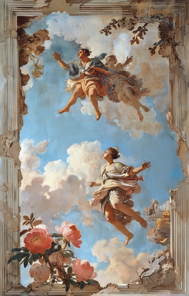 masterpiece,best quality,<lora:tbh352-sdxl:0.75>,illustration,style of Giovanni Battista Tiepolo decaying peonies